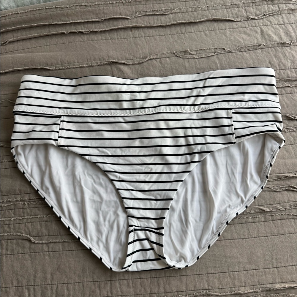 CALIA by Carrie Underwood Black and White Striped Bikini Bottom